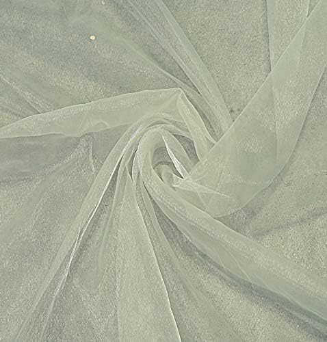 VDS Ivory Organza Fabric, 40 Yards Continuous, 45” Wide, Wedding Party Decoration Iridescent Crystal Sheer Shiny Organza Tulle Bridal Dress DIY Crafts Costume Sewing Backdrop Arch Cloth