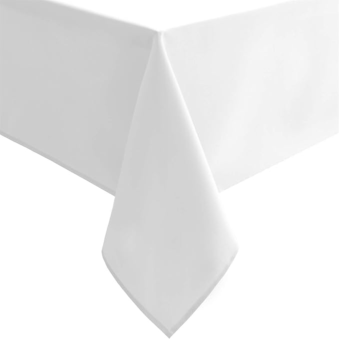 Hiasan White Rectangle Tablecloth - Waterproof Washable Polyester Fabric Table Cloth for Buffect Dining Birthday Party Wedding, 30 x 60 Inch