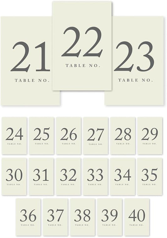 Andaz Press Table Numbers 21-40 on Perforated Paper, Ivory, 4x6-inch Single Sided Sign, 1-Set, For Weddings, Engagement