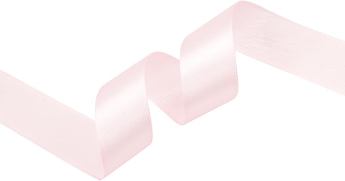 Baby Pink Satin Ribbon 1 inch X Continuous 100 Yards, Single Face Polyester Ribbon Perfect for Gift Wrapping, Flower Bouquet, Wedding Decor, Crafts, Bow Making, Sewing and More