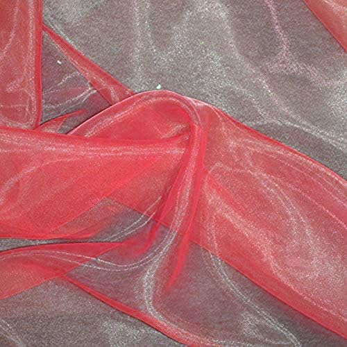 VDS Coral Organza Fabric, 30 Yards Continuous, 45” Wide, Wedding Party Decoration Iridescent Crystal Sheer Shiny Organza Tulle Bridal Dress DIY Crafts Costume Sewing Backdrop Arch Cloth