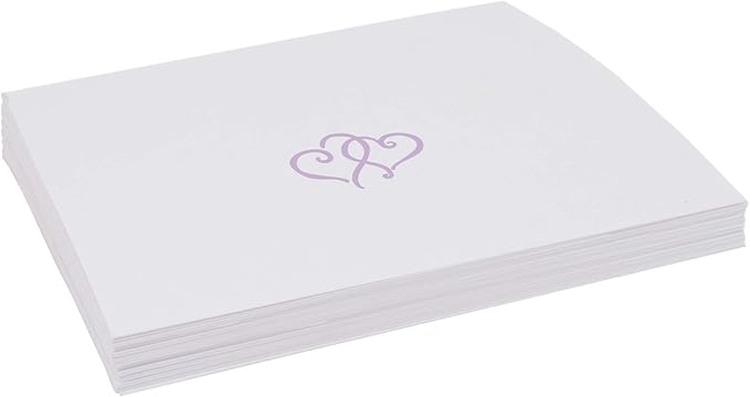 Linked Hearts Place Cards, Lavender (Choose Color), Set of 25, Pre-cut and Scored - Wedding, Party, Dinner, and Special Events - Made in the USA