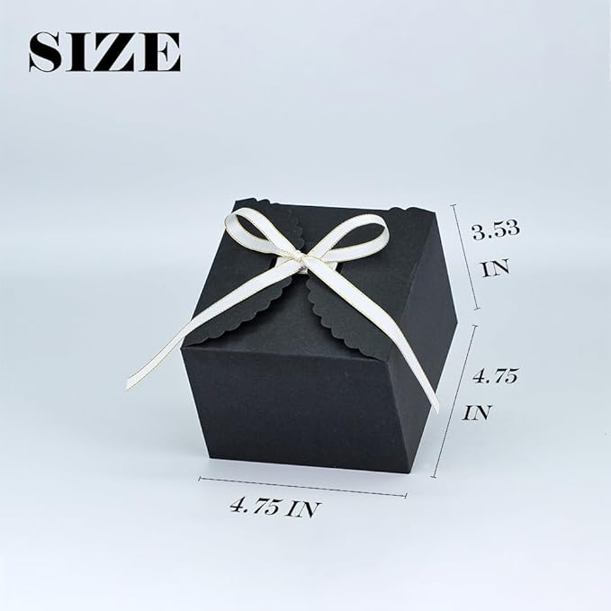 Small Black Boxes for Gifts, 10 PCS Premium Gift Box with Ribbon for Thanksgiving, Anniversaries, Party, Birthday, Graduations, and More(4.75” x 4.75” x 3.53”)