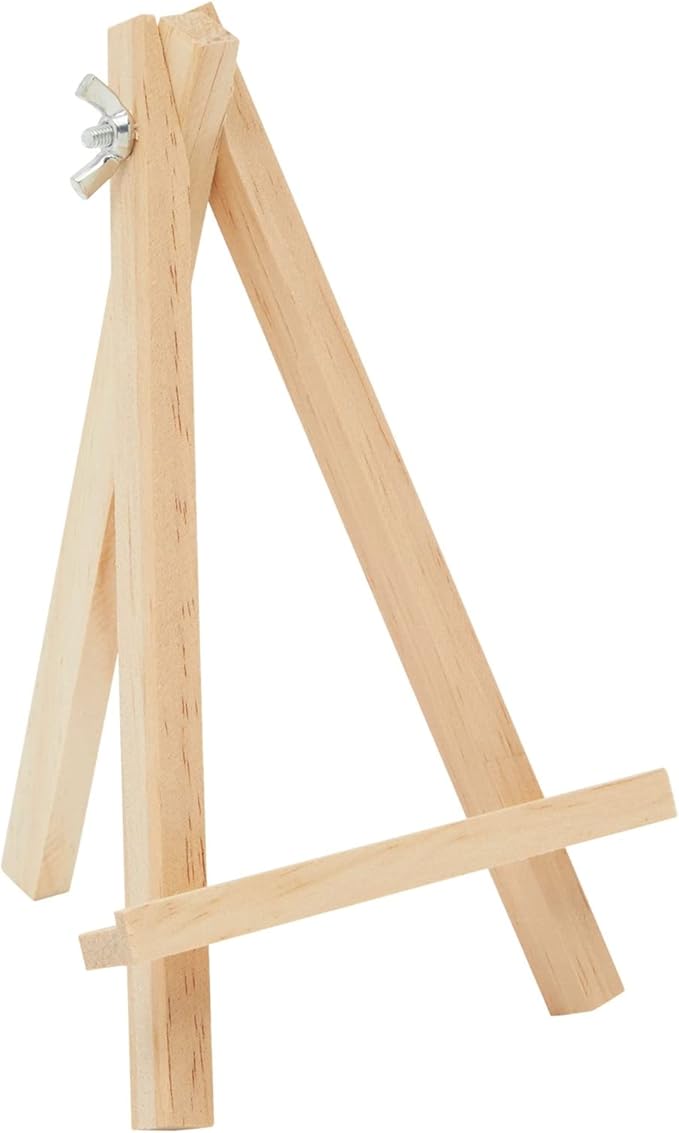 Juvale Mini Easel Stand - 7 in, Light Brown Lotus Wood, 6-Pack - Table & Desktop Display Stand - Place Card Holder & Photo Display