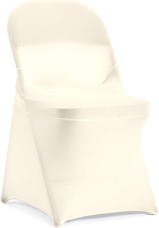 Peomeise Stretch Spandex Folding Chair Cover for Wedding Party Dining Banquet Event (Ivory,50pcs)