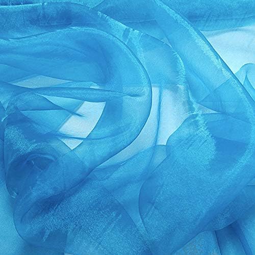 VDS Blue Organza Fabric, 25 Yards Continuous, 45” Wide, Wedding Party Decoration Iridescent Crystal Sheer Shiny Organza Tulle Bridal Dress DIY Crafts Costume Sewing Backdrop Arch Cloth