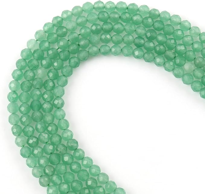 Song Xi 180pcs 2mm Natural Green Aventurine Gemstone Beads Faceted Round Loose Stone Beads for Jewelry Making