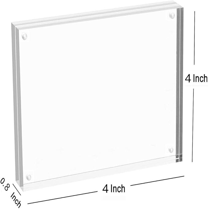 Magicool Premium Acrylic Photo Frame- Magnet Photo Frame -Double Sied Thick Desktop Frames (4x4 5 pack)