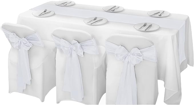 12Pack Table Runner 12 x 108 Inches Satin Silk Table Runner for Wedding, Birthday Party, Banquets, Graduations Decoration, fit Rectange and Round Table-White