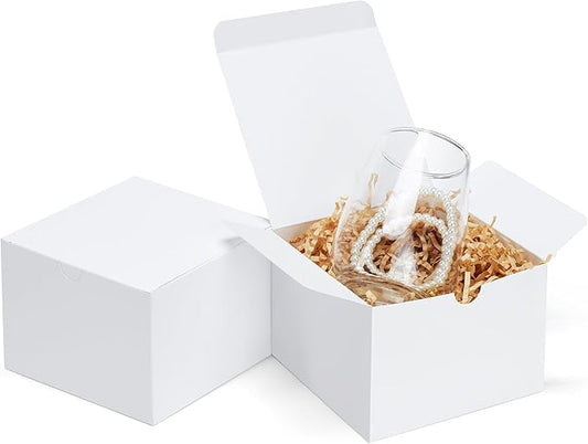 Eupako White Gift Boxes 5x5x3.5 25 Pack Kraft Paper Gift Boxes with Lids for Crafting, Gifts, Wedding, Birthday, Party, Cupcake
