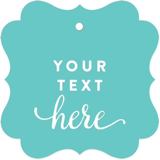 Andaz Press Fully Personalized Collection, Fancy Frame Square Gift Tags, Custom Made Any Name, Your Text Here, 24-Pack, for Presents, Gifts, Favors, Boxes, and Treat Bags