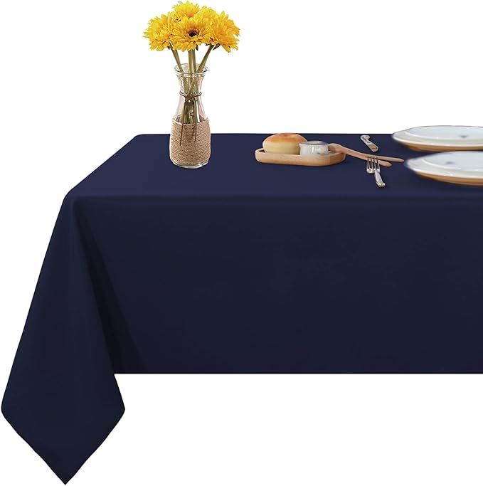 Fitable Rectangle Tablecloth Stain and Wrinkle Resistant Washable Polyester Table Cloth for Buffet Parties and Camping (54x78 inch, Navy Blue)