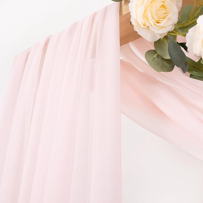 MLMC Blush Pink Wedding Arch Draping Fabric 2 Panels 29" x 20 FT Extra Long Gauze Drapes Sheer Backdrop Curtains 6.6 Yards Outdoor Drapery Panels for Wedding Baby Shower Party Ceiling Decoration