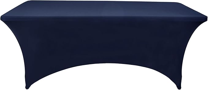 2-Pack 8ft Spandex Table Covers for Rectangle Folding Tables - Washable Elastic Tablecloth - Ultimate Fitted Table Protector for Birthday Parties, Trade Shows, Banquet