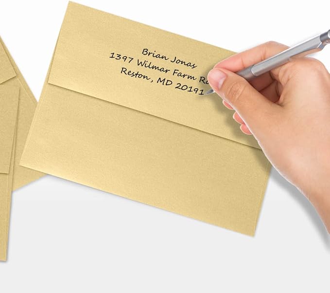 LUXPaper A7 Invitation Envelopes | Peel & Press | 5 1/4" x 7 1/4" | Blonde Metallic | 80lb. Text | 500 Qty
