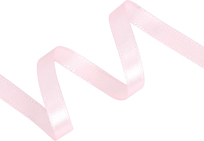 Baby Pink Satin Ribbon 1/4 inch X Continuous 50 Yards, Single Face Polyester Ribbon Perfect for Gift Wrapping, Flower Bouquet, Wedding Decor, Crafts, Bow Making, Sewing and More