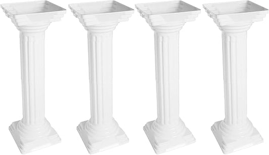 Roman Pillars Decoration Party Flower Pot Columns Set 4Pcs 10.83x10.83x33.86in Decor Pedstal Stand Flower Floral Wedding Party Event Road Decorative Columns (10.83x10.83x33.86in)
