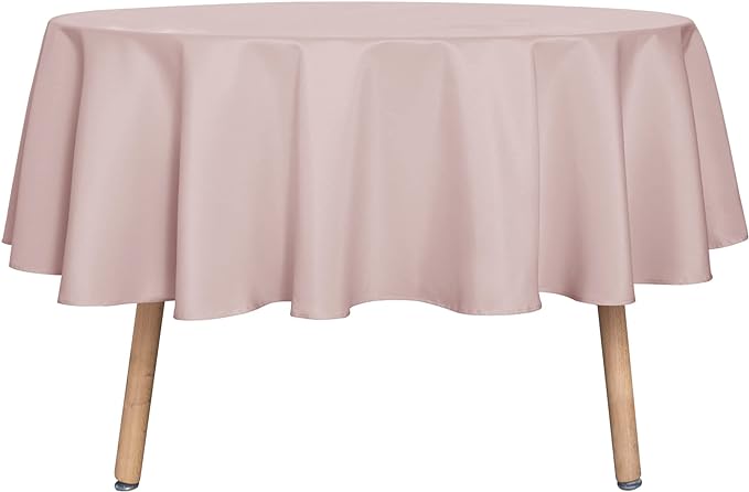 sancua Round Tablecloth - 60 Inch - Water Resistant Spill Proof Washable Polyester Table Cloth Decorative Fabric Table Cover for Dining, Buffet Parties and Camping, Blush (Fits 20-48 Inch Tables)