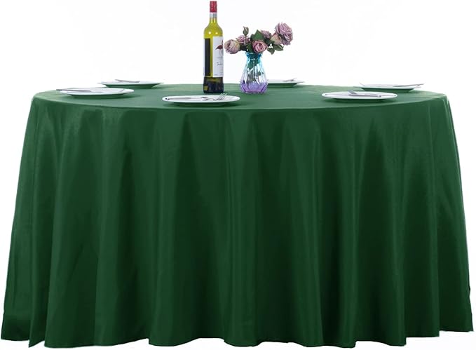 Ascoza 2pack 132 Inch Hunter Round Tablecloth in Washable Polyester Fabric for Wedding/Banquet/Restaurant/Parties