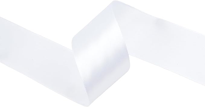 White Satin Ribbon 1-1/2 inch X Continuous 100 Yards, Single Face Polyester Ribbon Perfect for Gift Wrapping, Flower Bouquet, Wedding Decor, Crafts, Bow Making, Sewing and More