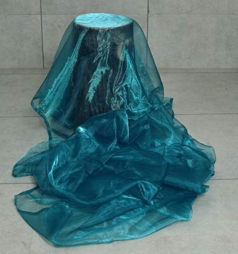 VDS Dark Teal Organza Fabric, 10 Yards Continuous, 45” Wide, Wedding Party Decoration Iridescent Crystal Sheer Shiny Organza Tulle Bridal Dress DIY Crafts Costume Sewing Backdrop Arch Cloth