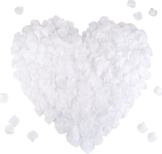 CODE FLORIST 1500 PCS White Silk Rose Petals for Valentine's Day,Romantic Night,Wedding,Proposal Anniversary Flower Decorations(Separated,Scented)
