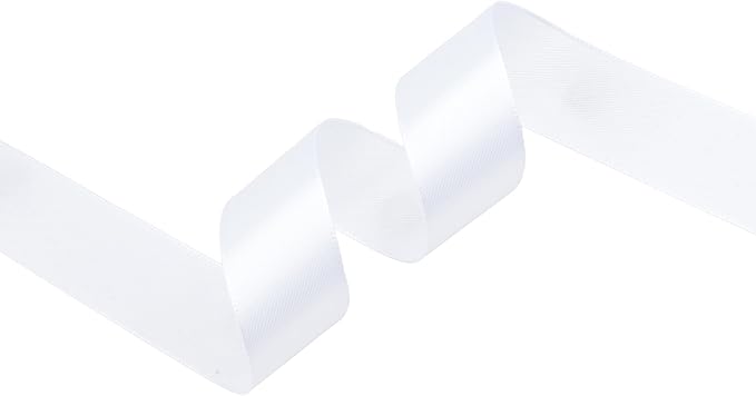 White Satin Ribbon 1 inch X Continuous 100 Yards, Single Face Polyester Ribbon Perfect for Gift Wrapping, Flower Bouquet, Wedding Decor, Crafts, Bow Making, Sewing and More