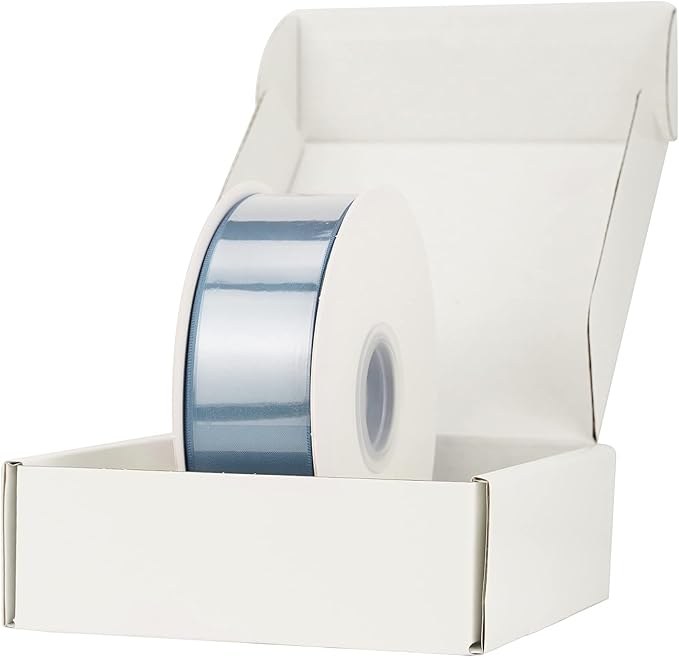 HUIHUANG 1-1/2 inch Double Face Satin Ribbon, Polyester Satin Smoke Blue Ribbon 50 Yards Per Roll for Gift Wrapping Bows Making Floral Bouquet Wedding Invitations Decor Party Favor and Craft Supplies