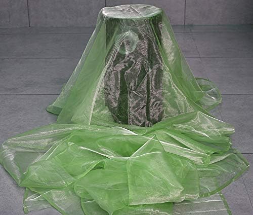 VDS Apple Green Organza Fabric, 40 Yards Continuous, 45” Wide, Wedding Party Decoration Iridescent Crystal Sheer Shiny Organza Tulle Bridal Dress DIY Crafts Costume Sewing Backdrop Arch Cloth