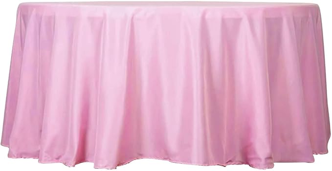 Efavormart Round Tablecloth, 132 Inch Stain & Wrinkle Resistant Washable Table Cloth, Decorative Polyester Fabric Table Cover for Banquet, Wedding, Dining- Pink
