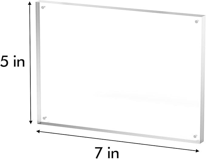 5x7 Acrylic Picture Frame 1 Pack, Clear Freestanding Double Sided Frameless Magnetic Photo Frames, Desktop Display Decor Gift