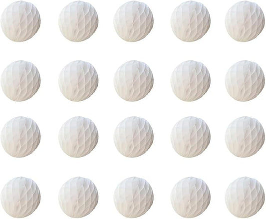 20pcs Honeycomb Flower Balls - Party Decor, Tissue Paper Pom Poms for Birthday, Wedding & Home (3inch, White)