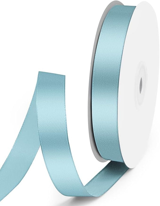 5/8" x 50 Yards Satin Ribbon - Light Blue Silk Ribbon with Spool - Ideal for Gift Wrapping, Floral Bouquets, Crafts, Wedding Party Decorations, Christmas and Sewing Projects