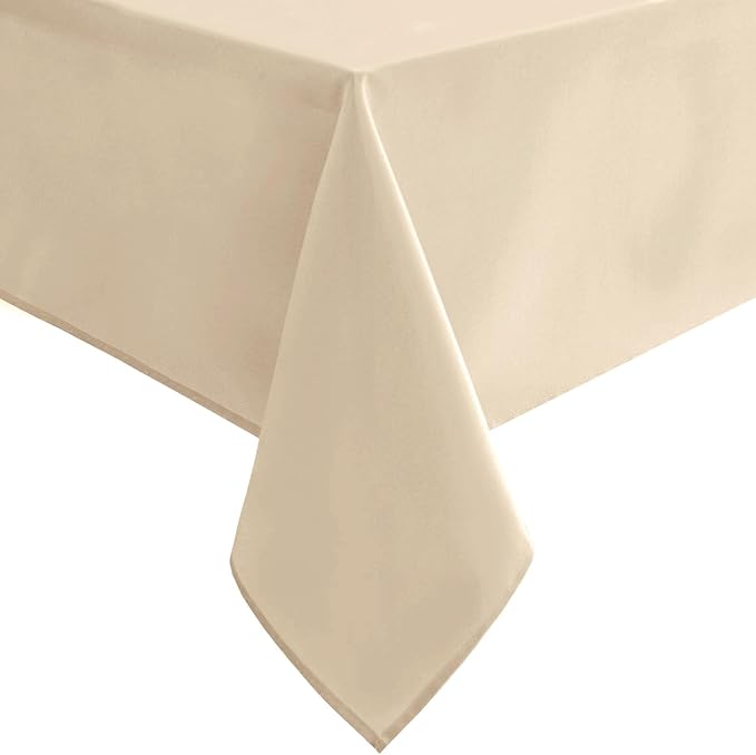Hiasan Square Tablecloth - Waterproof and Spillproof Washable Fabric Table Cloth for Dining Room Kitchen, Beige, 70 x 70 Inch