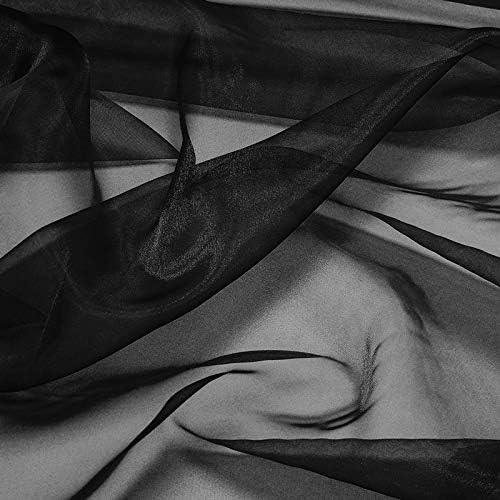 VDS Black Organza Fabric, 75 Yards Continuous, 45” Wide, Wedding Party Decoration Iridescent Crystal Sheer Shiny Organza Tulle Bridal Dress DIY Crafts Costume Sewing Backdrop Arch Cloth