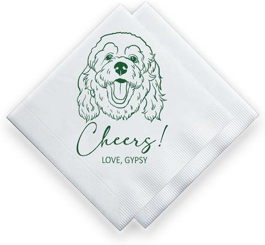 Luxury Custom Pet Wedding Cocktail Napkins, Personalized Wedding Napkins, Cocktail Bridal Shower Decor, Bridal Shower Decorations, Engagement Party Style 7