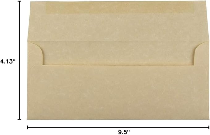 JAM PAPER #10 Business Parchment Envelopes - 4 1/8 x 9 1/2 - Brown Recycled - 50/Pack