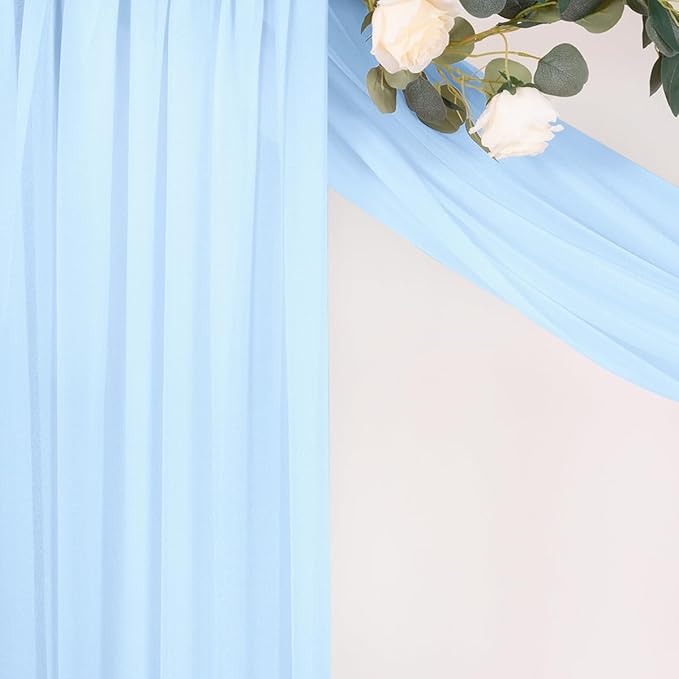 MLMC Baby Blue Wedding Arch Draping Fabric 2 Panels 29" x 20 FT Extra Long Lavender Gauze Drapes Sheer Backdrop Curtains 6.6 Yards Outdoor Drapery Panels for Wedding Ceremony Party Ceiling Decoration