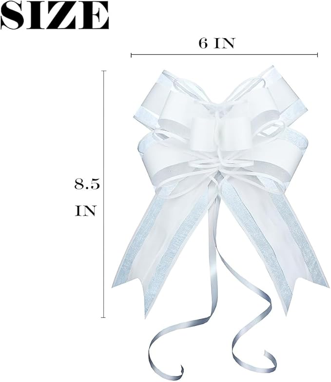 WEWILUCK White Gift Bow, Big White Pull Bows for Gift Wrapping, Wedding, Christmas, Valentine's Day, Presents, Flower Basket Decor(6 inches, 15PCS)