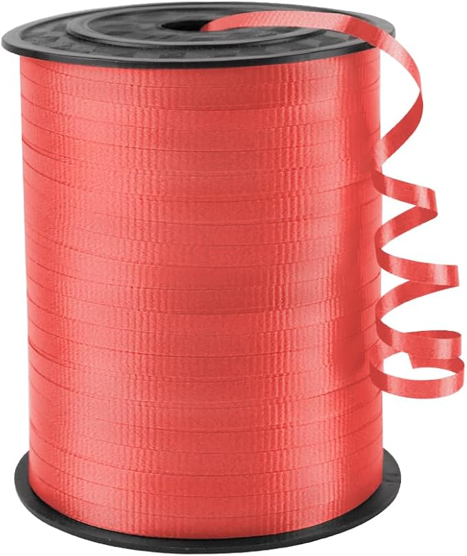 KMER LIFE Red Crimped Curling Ribbon, 1/5" Wide x 500 Yards Christmas Curling Ribbons for Gift Wrapping, Party Decoration, Balloon String, Crafting, Balloon Ribbons for Florist Flower (1 Roll)