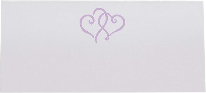 Linked Hearts Place Cards, Lavender (Choose Color), Set of 60, Pre-cut and Scored - Wedding, Party, Dinner, and Special Events - Made in the USA