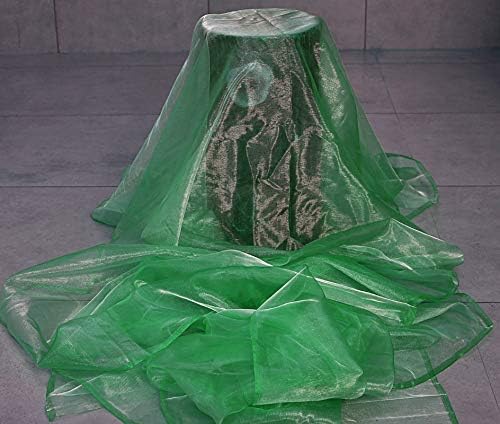 VDS Green Organza Fabric, 30 Yards Continuous, 45” Wide, Wedding Party Decoration Iridescent Crystal Sheer Shiny Organza Tulle Bridal Dress DIY Crafts Costume Sewing Backdrop Arch Cloth