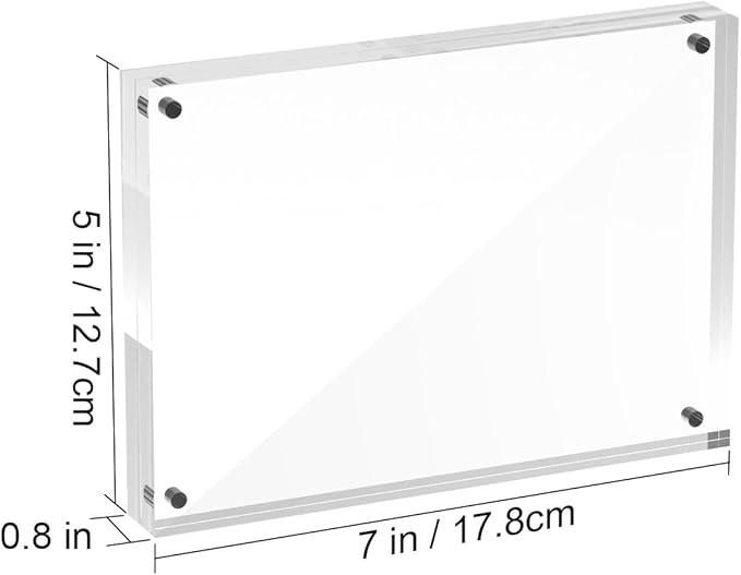 5x7 Acrylic Picture Frames, 20mm Thick Clear Frameless Magnetic Photo Frames, Double Sided Transparent Square Frame Gift for Tabletop Display(3 Pack)