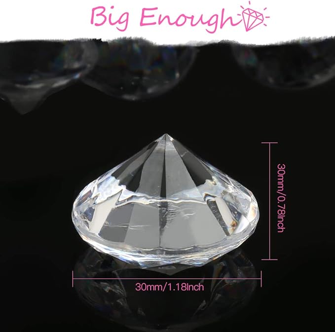 YGDZ Clear Acrylic Diamonds, 30mm Big Clear Crystals Diamond for Wedding Party Decoration Table Scatter Bridal Shower Vase Fillers, 1.5 Pounds