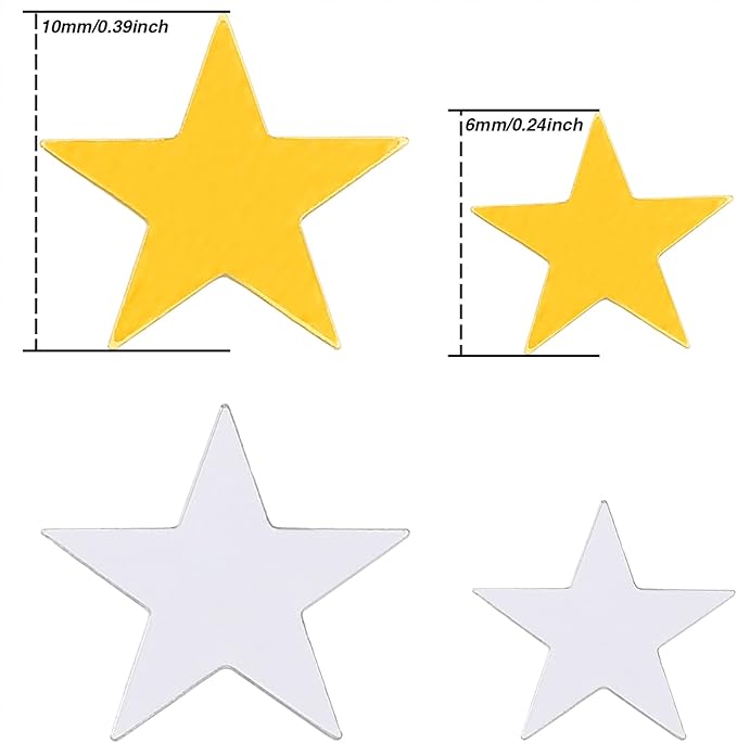 Hestya 60g Star Confetti Glitter Table Confetti Metallic Foil Stars for Party Wedding Festival Decorations(Gold Silver 60g,10mm and 6mm)