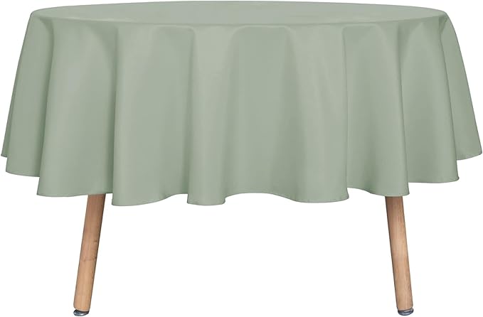 sancua Round Tablecloth - 60 Inch - Water Resistant Spill Proof Washable Polyester Table Cloth Decorative Fabric Table Cover for Dining Tables, Buffet Parties and Camping, Sage Green