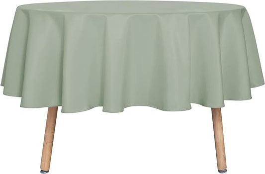 sancua Round Tablecloth - 60 Inch - Water Resistant Spill Proof Washable Polyester Table Cloth Decorative Fabric Table Cover for Dining Tables, Buffet Parties and Camping, Sage Green