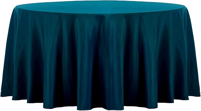 Ascoza 2pack 120 Inch Peacock Blue Round Tablecloth in Washable Polyester Fabric for Wedding/Banquet/Restaurant/Parties…