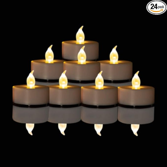LED Tea Lights Candles- 24PACK Flameless Candles Realistic and Bright Flickering Long Lasting 200Hours for Holiday Celebration,Home Decoration Warm White