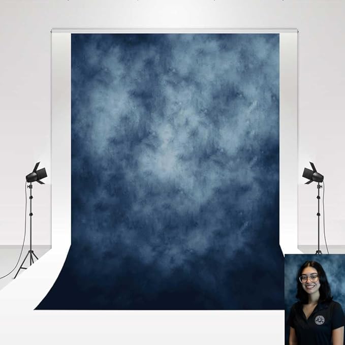 Kate Backdrop 1.5x2.2m/5x7ft Studio Classic Textured Dark Blue Figure Photography Shooting Backdrop Props Character Photography Background for Portraits